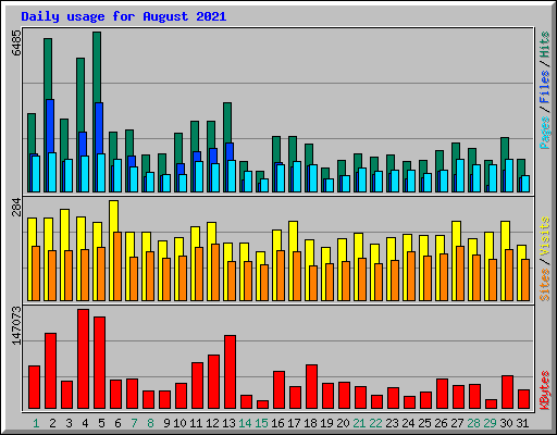 Daily usage for August 2021