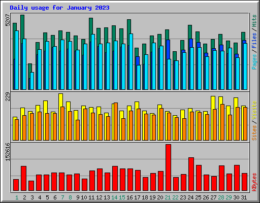 Daily usage for January 2023