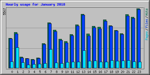 Hourly usage for January 2018