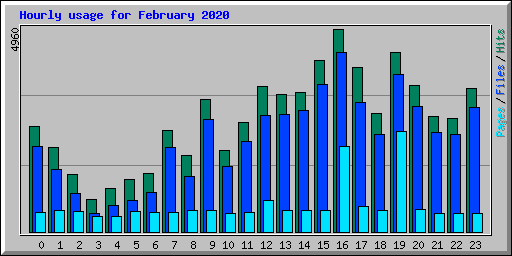 Hourly usage for February 2020