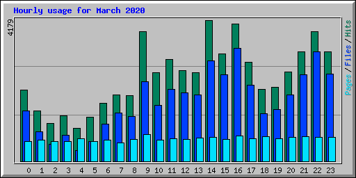Hourly usage for March 2020